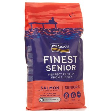 FISH4DOGS Finest SENIOR Somon şi Cartofi dulci, Large Kibble