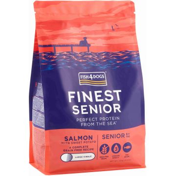 FISH4DOGS Finest SENIOR Somon şi Cartofi dulci, Large Kibble