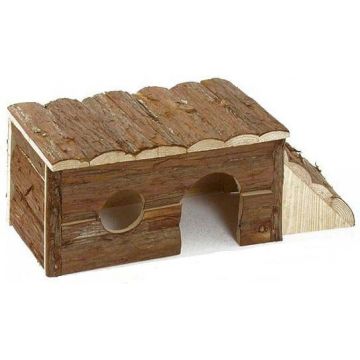 FLAMINGO Căsuţă din lemn, cu scară, pentru rozătoare 54x23x20cm