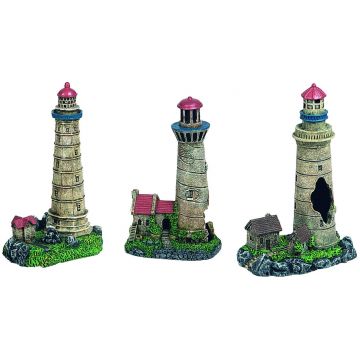 FLAMINGO Decor pentru acvariu Far cu casă 10x6,5x16cm, diverse modele