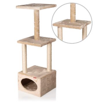 Ansamblu De Joaca Pentru Pisici Casuta cu Stalp Bej 31x31x94 cm