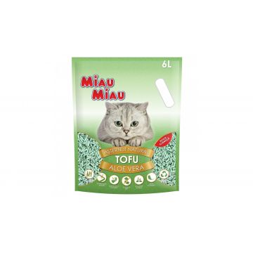 Asternut Natural Din Tofu Pentru Pisici Miau Miau cu Aloe Vera 6 L