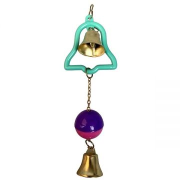 Jucarie pentru pasari exotice Tatrapet Dodo, plastic si clopotel, 16 cm