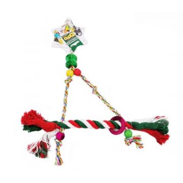 Jucarie pentru pasari exotice Tatrapet, lemn si sfoara, 24 cm