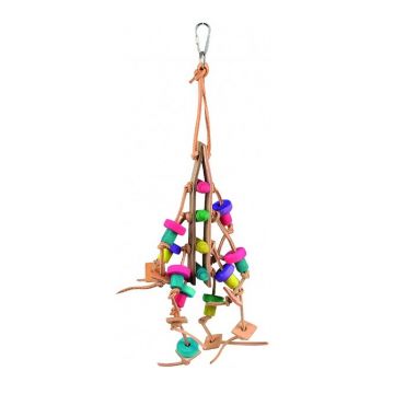 Jucarie pentru pasari exotice Tatrapet, lemn si sfoara, 28 cm
