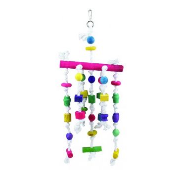 Jucarie pentru pasari exotice Tatrapet, lemn si sfoara, 43 cm