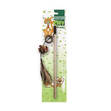 Jucarie pentru pisici Tatrapet Caty Natural, undita cu inel si glob, 50 cm