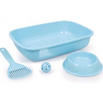 Litiera & Paleta & Jucarie & Castron Albastru Pentru Pisici