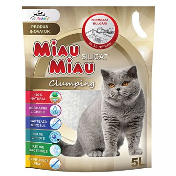 Nisip Silicat Pentru Pisici Miau Miau Clumping 5L