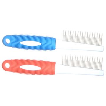 Pieptene combinat fancy blue & red, pentru Caini si Pisici