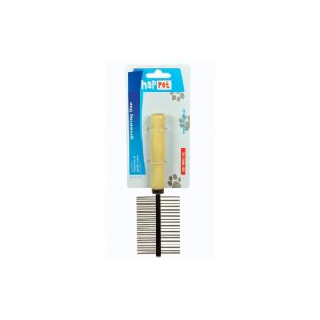 Pieptene maner lemn dublu combinat, pentru Caini si Pisici