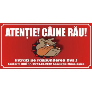 Placuta de Avertizare Caine Rau Rosie