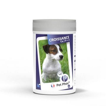 Supliement de vitamine si minerale pentru caini Pet Phos Croissance CA P 2, Pentru sistemul osos, 100 Tablete