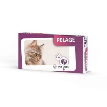 Supliment de vitamine si minerale pentru pisici Pet Phos Pelage, Pentru piele si blana, 36 Tablete