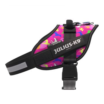 Ham Julius-K9 IDC Power, negru, reflectorizant, circumferința piept 58-76 cm, pentru câini cu greutate de 14-25 kg