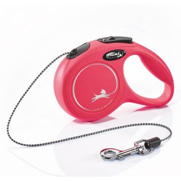 Lesa retractabila, rosie, pentru caini cu greutate de pana la 8 kg, lungime 3 m