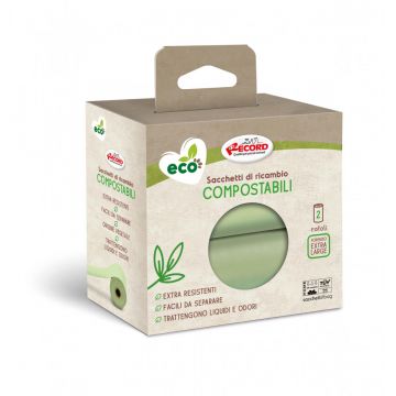 Pungi igienice compostabile, pentru caini - set 2 role x 15buc. - Verde