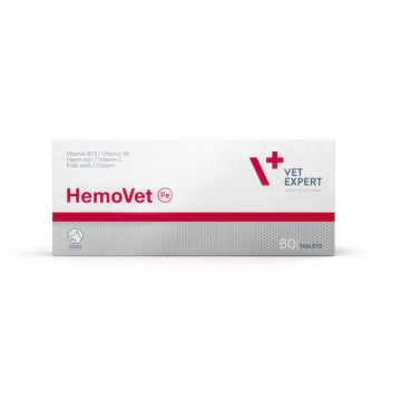 Supliment pentru caini si pisici cu afectiuni de anemie Vet Expert HemoVET, 60 tablete