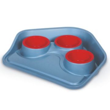 Tava cu 3 castroane pentru caini si pisici