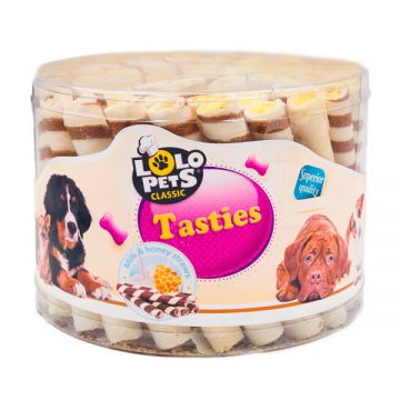 Treats Tasties pentru Caini, Lapte si Miere, 60 buc