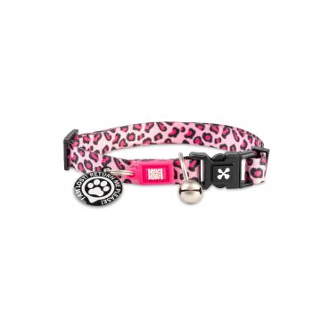 Zgarda inteligentă pentru pisici cu încuietoare de siguranță și sistem QR pentru localizare Max & Molly Smart ID, Leopard Pink