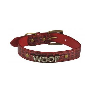 Zgarda piele woof L rosu
