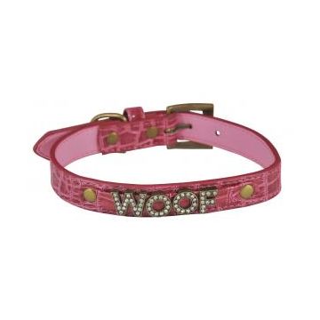 Zgarda piele woof L roz