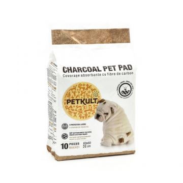 Covorase absorbante pentru caini cu carbune activ, Petkult, 60 x 60 cm, 10 bucati