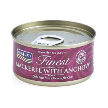 FISH4CATS Finest Conserv? pentru pisici, cu Macrou ?i An?oa 70g
