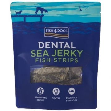 FISH4DOGS Dental Sea Recompens? pentru câini, fâ?ii din piele de pe?te alb 100g