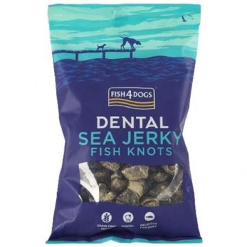 FISH4DOGS Dental Sea Recompens? pentru câini, nod din piele de pe?te alb 100g