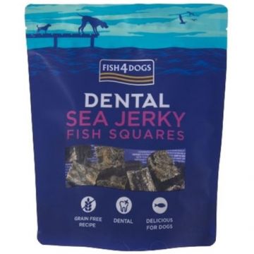 FISH4DOGS Dental Sea Recompens? pentru câini, p?tr??el din piele de pe?te alb 115g