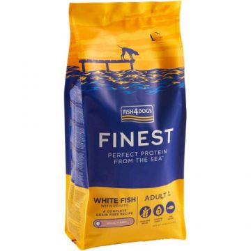 FISH4DOGS Finest Adult Pe?te alb ?i Cartofi, Small Kibble 6 kg