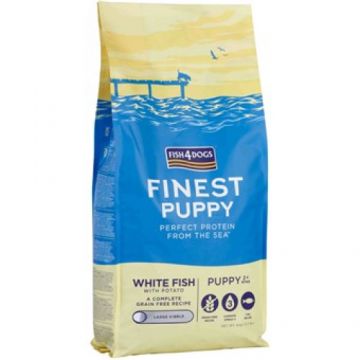 FISH4DOGS Finest PUPPY Pe?te alb ?i Cartofi, Large Kibble 6 Kg