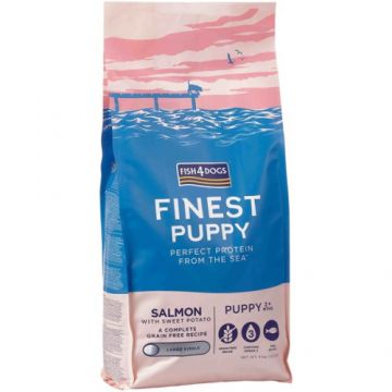 FISH4DOGS Finest PUPPY Somon ?i Cartofi dulci, Large Kibble 6 Kg