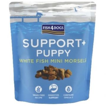 FISH4DOGS Support+ PUPPY Digestion Recompens? pentru c??ei, biscui?i cu Pe?te alb 150g