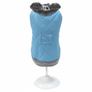 Haina cu guler imblanit pentru caini Croci Mixed Blue 45 cm