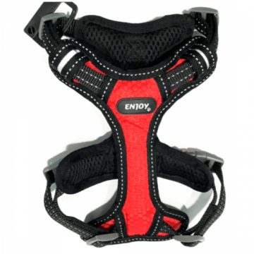 Ham ajustabil din nylon, negru, pentru caini cu circumferinta piept 48-64 cm, 40-60 cm