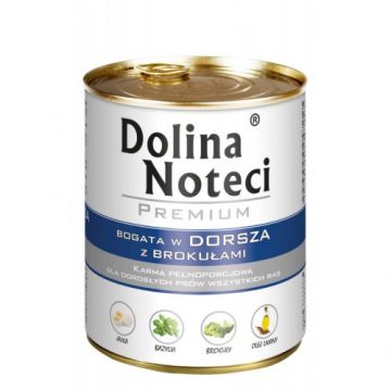 Hrana umeda pentru caini Dolina Noteci cu broccoli si cod 800 g