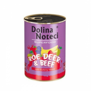 Hrana umeda pentru caini Dolina Noteci Superfood Caprioara/Vita 400 gr