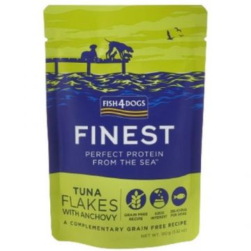 Hrana umeda pentru caini Fish4Dogs Finest Plic pentru câini, cu buc??i de Ton ?i An?oa 100 gr