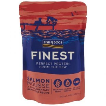 Hrana umeda pentru caini Fish4Dogs Finest Plic Somon Mousse 100 gr