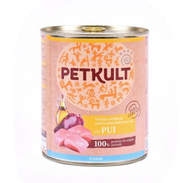Hrana umeda pentru caini Petkult Junior cu pui 800 g