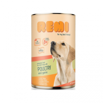Hrana umeda pentru caini Remi Dog Pasare/Vanat 1240g