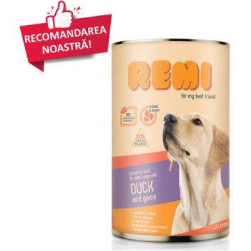 Hrana umeda pentru caini Remi Dog Rata&Vanat 1250g