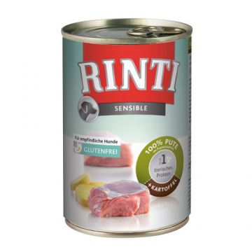 Hrana umeda pentru caini Rinti Sensible cu curcan si cartofi 400 g
