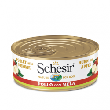 Hrana umeda pentru caini Schesir adult cu pui si mere 150 g