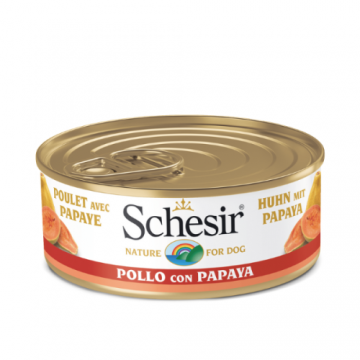 Hrana umeda pentru caini Schesir Fruit cu pui si papaya 150 g