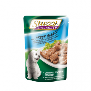 Hrana umeda pentru caini Stuzzy Adult cu peste alb 100 g
