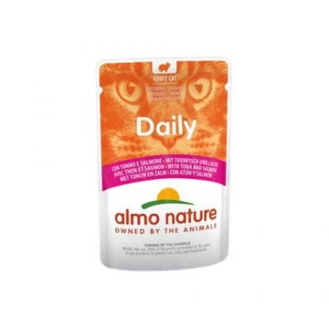Hrana umeda pentru pisici Almo Nature Daily Plic Ton si Somon 70 gr